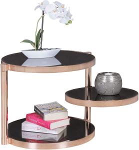 Wohnling Design Couchtisch CIRCLE ø 45cm Rund Glas Kupfer mit Ablage