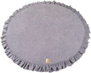 MeowBaby Baby Spielmatte rund mit Volant, hellgrau