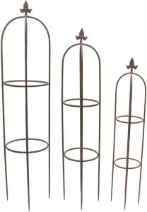 3x Rankhilfe "Schwertlilie" aus Metall, schwarz, Garten Ranksäule, Obelisk, Rosenspalier, Rankgitter für Kletterpflanzen