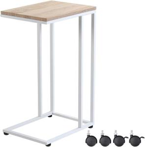 Casaria Beistelltisch mit Rollen, Holz / Metall Weiß, 70 x 50 x 35 cm
