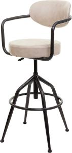 Barhocker HWC-H10f, Barstuhl Tresenhocker Drehhocker, höhenverstellbar Industrial Wildleder-Optik ~ vintage beige