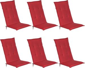 6er Set Beautissu Hochlehner Auflage Loft HL 120 x 50 x 6 cm Rot