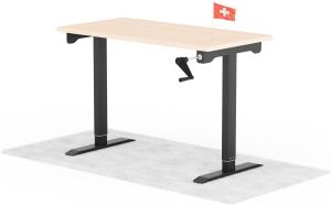 manuell höhenverstellbarer Schreibtisch EASY 120 x 60 cm - Gestell Schwarz, Platte Eiche