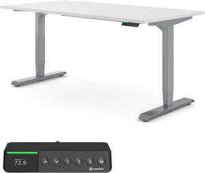 Desktopia Pro X - Elektrisch höhenverstellbarer Schreibtisch / Ergonomischer Tisch mit Memory-Funktion, Weiß, Gestell Grau, 180x80 cm