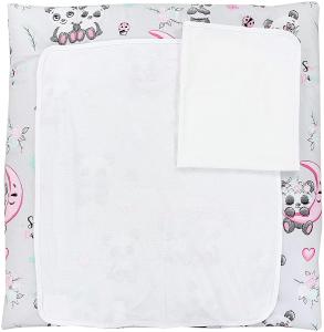 TupTam Baby Wickelauflage inkl. 2 Frotteebezüge ANK019, Farbe: Pandas mit Regenschirm, Größe: 76x76 cm