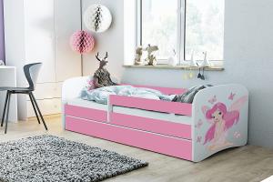 Kocot Kids 'Fee mit Schmetterlingen' Einzelbett pink 70x140 cm inkl. Rausfallschutz, Matratze, Schublade und Lattenrost