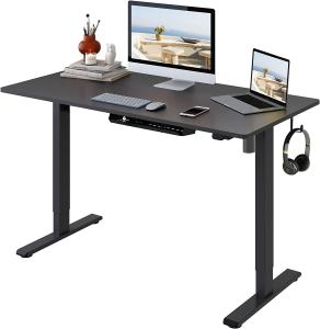 Flexispot EG1 120x80 cm Höhenverstellbarer Schreibtisch Elektrisch 2-Fach-Teleskop mit Tischplatte Sitz- & Stehpult (Mahogani,Weiß Gestell)