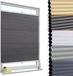 WOLTU Wabenplissee ohne Bohren Verdunklung Thermo Doppelplissee Klemmfix Zweifarbig 90x120 cm Dunkelgrau-weiß, Plissee Faltrollo Sonnen-, Sicht- & Schallschutz, Jalousie Plisseerollo für Fenster & Tür