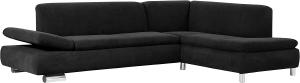 Terrence Ecksofa Veloursstoff Schwarz Metallfüße verchromt