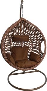 Polyrattan Hängesessel Hängekorb mit Gestell Rattan Hängestuhl Sessel Braun