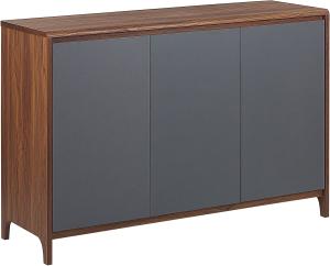 Sideboard dunkler Holzfarbton / grau 3 Türen MEDFORT