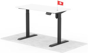 elektrisch höhenverstellbarer Schreibtisch ECO 120 x 60 cm - Gestell Schwarz, Platte Weiss