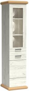 Stylefy Korina Vitrine III Weiß Kraft Eiche Gold Craft mit LED-Beleuchtung