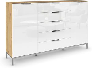Korpus Eiche Artisan | Glasfront Weiß