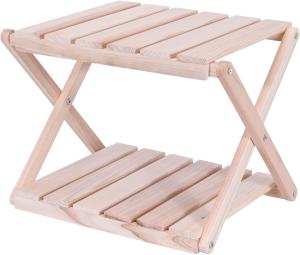 Beistelltisch 42x31xH32,5cm mit 2 Ebenen klappbar Holz - Natur