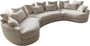Megasofa Estrea 410x155 cm Bouclé Creme-weiß Rundsofa