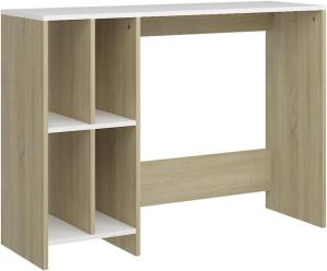 vidaXL Computertisch Weiß und Sonoma-Eiche 102,5 x 35 x 75 cm Spanplatte