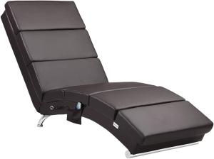 Casaria Relaxliege London mit Massage & Heizfunktion Ergonomisch Gepolstert Wohnzimmer Liegestuhl Polsterliege Kunstleder dunkelbraun