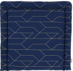 KraftKids Wickelauflage in goldene Linien auf Dunkelblau, Wickelunterlage 60x70 cm (BxT), Wickelkissen