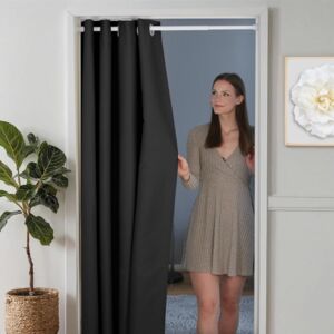 Vorhang Schwarz + Stange Weiß 70-120 Cm