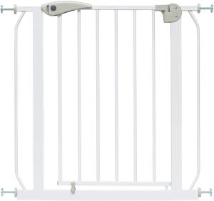ib style® Berrin ! PREISSIEGER ! Treppengitter 58-175cm | Türschutzgitter | Ohne Bohren | 90° Stop | Auto-Close | Weiß-grau| 85-95 cm
