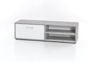 Wilmes Lowboard mit 1 Klappe Melamin Dekor Beton/Weiss