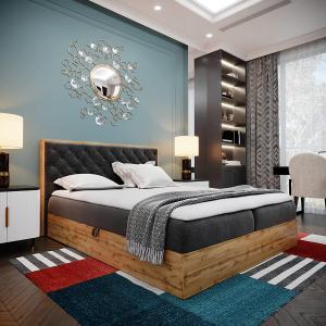 Boxspringbett Doppelbett LOFT 3 - Das perfekte Bett für Ihr Schlafzimmer. 160x200 cm Bett mit Bonellmatratze, mit Bettkasten für Bettwäsche und Topper. Bett mit Kopfteil. (LOFT 3 SHWARZ, 160x200)
