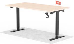 manuell höhenverstellbarer Schreibtisch EASY 160 x 80 cm - Gestell Schwarz, Platte Eiche