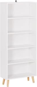 Bücherschrank mit 5 Fächer aus Spanplatte SKuep weiß