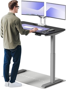 Desktronic Höhenverstellbarer Schreibtisch Elektrisch - Bequem und Schmerzfrei von Zuhause Arbeiten – Schreibtisch Höhenverstellbar Elektrisch (Graues Gestell + 120x60 Schwarze Tischplatte)