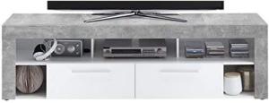 FMD furniture Lowboard, Spanplatte, Beton LA/Weiß, ca. 180 x 53 x 40 cm
