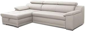 CAVADORE Schlafsofa Aniamo / Ledersofa in L-Form mit Bettfunktion, Stauraum, verstellbaren Kopfstützen und XL-Longchair / 270 x 80 x 165 / Kunstleder, Weiß