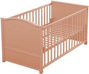 roba Gitterbett - 70 x 140 cm - höhenverstellbar - mit Schlupfstäben - umbaubar - Natur
