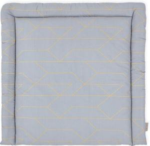 KraftKids Wickelauflage in goldene Linien auf Grau, Wickelunterlage 75x70 cm (BxT), Wickelkissen