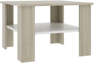 vidaXL Couchtisch Weiß Sonoma-Eiche 60×60×42 cm Spanplatte