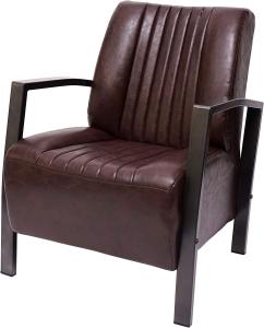 Sessel HWC-H10, Loungesessel Polstersessel Relaxsessel, Metall Industriedesign ~ vintage braun