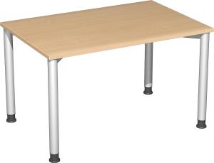Schreibtisch höhenverstellbar, Buche / Silber, 120 x 80 x 68-80 cm
