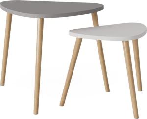 Vicco Couchtisch Sofatisch Beistelltisch Sascha Weiß Anthrazit modern 2er-Set 60x50 cm Wohnzimmer Tisch Kaffeetisch Stubentisch Dekotisch Nierentisch Tischplatte Holzbeine Ablage