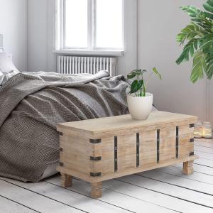 Couchtisch Truhe 100 x 44 x 50 cm Natur/Weiß aus Mangoholz WOMO-Design