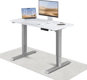 Höhenverstellbarer Schreibtisch - Höhenverstellbar Elektrisch mit Flüsterleisem Dual-Motor & Touchscreen - Hohe Tragfähigkeit - Stehtisch von Desktronic, Grau + Weiß, 120 x 60 cm