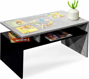 MeblePitus. pl Beton/schwarz glänzender Couchtisch für das Wohnzimmer - modernistischer Look, minimalistischer Stil - Betonelement glänzender Couchtisch