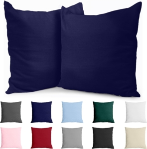 Kissenbezug 65x65 cm (2er Pack) - 100% Jersey Baumwolle 150 g/qm Kissenbezüge -Dunkelblau - Für Kissen 65x65 cm - Kissenhülle - Kissenbezug - Resistent und Hypoallergen - Dreamzie