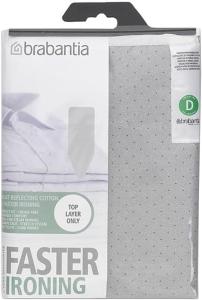 Brabantia Bügelbrett Bezug, Bügelbezug, Bügeltischbezug, Bügelbrettbezug, Baumwolle metallisiert & 2mm Schaumstoff, mit Kordelzug, Größe D, 135 x 45 cm, Silber, 264528