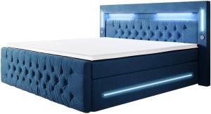 Boxspringbett Moonlight mit LED, USB und Stauraum 180x200 Blau H2