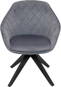 PLAYBOY - Drehstuhl "AMANDA", gepolsterter Sitz und Rücken, Diamond-Stitching, Samtstoff in Grau, Metallfuss in Anthrazit Matt