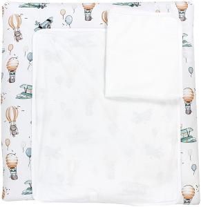 TupTam Baby Wickelauflage inkl. 2 Frotteebezüge ANK019, Farbe: Füchse im Flugzeug, Größe: 76x76 cm