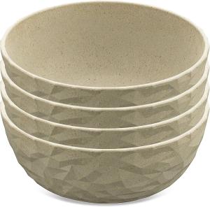 Koziol Schale 4er-Set Club Bowl, Schüsseln, Kunststoff-Holz-Mix, Nature Desert Sand, 700 ml, 5004700