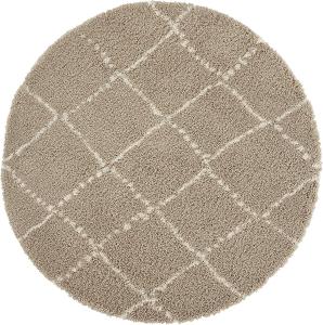 Hochflor Teppich Hash Beige Creme - 120 cm Durchmesser