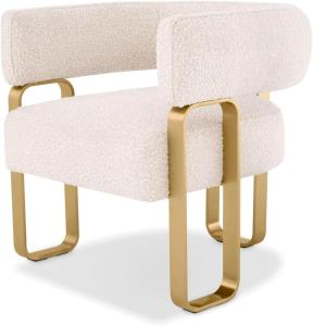 Casa Padrino Luxus Sessel Creme / Messing 73 x 66 x H. 70 cm - Wohnzimmer Sessel - Hotel Sessel - Wohnzimmer Möbel - Luxus Möbel - Wohnzimmer Einrichtung - Luxus Einrichtung - Möbel Luxus