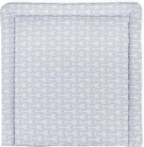 KraftKids Wickelauflage in weiße Pfeile auf Grau, Wickelunterlage 60x70 cm (BxT), Wickelkissen